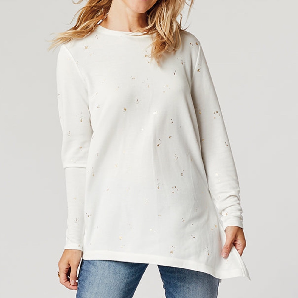 Carve Designs Vanilla & Gold Devon Top M L